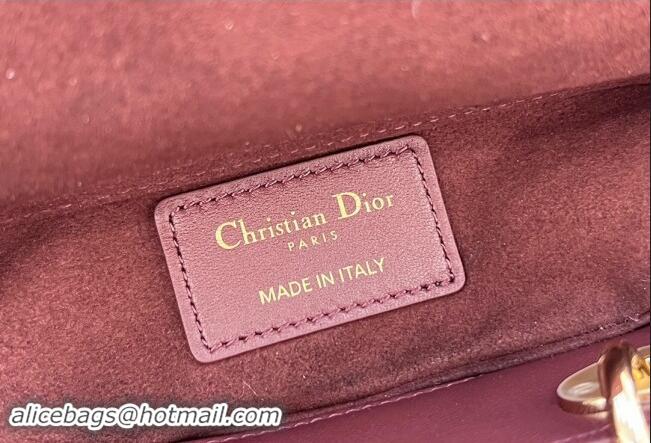 Shop Cheap Dior Micro Lady D-Joy Bag in Cannage Lambskin S0910 Dark Burgundy 2024