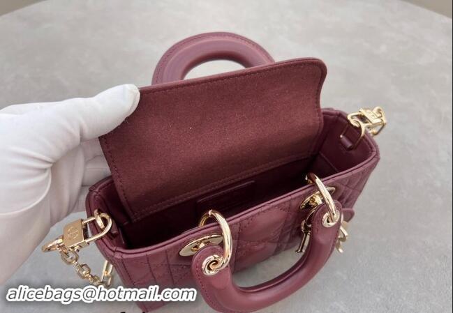 Shop Cheap Dior Micro Lady D-Joy Bag in Cannage Lambskin S0910 Dark Burgundy 2024