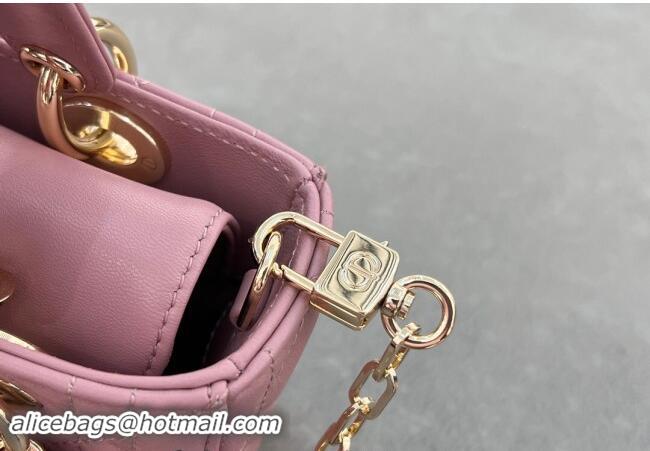 Modern Grade Dior Micro Lady D-Joy Bag in Cannage Lambskin S0910 Aged Pink 2024