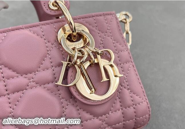 Modern Grade Dior Micro Lady D-Joy Bag in Cannage Lambskin S0910 Aged Pink 2024