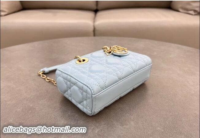 Good Taste Dior Micro Lady D-Joy Bag in Cannage Lambskin S0910 Space Blue 2024