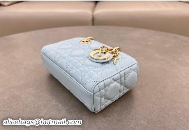 Good Taste Dior Micro Lady D-Joy Bag in Cannage Lambskin S0910 Space Blue 2024