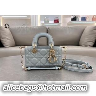 Big Discount Dior Micro Lady D-Joy Bag in Cannage Lambskin S0910 Lake Blue 2024