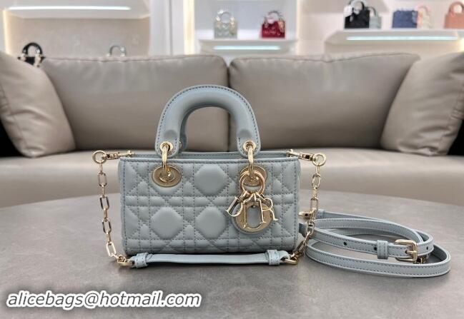 Big Discount Dior Micro Lady D-Joy Bag in Cannage Lambskin S0910 Lake Blue 2024