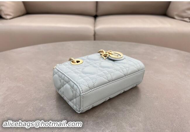 Big Discount Dior Micro Lady D-Joy Bag in Cannage Lambskin S0910 Lake Blue 2024