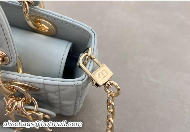 Big Discount Dior Micro Lady D-Joy Bag in Cannage Lambskin S0910 Lake Blue 2024