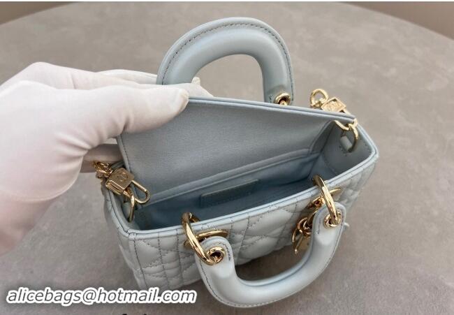 Big Discount Dior Micro Lady D-Joy Bag in Cannage Lambskin S0910 Lake Blue 2024