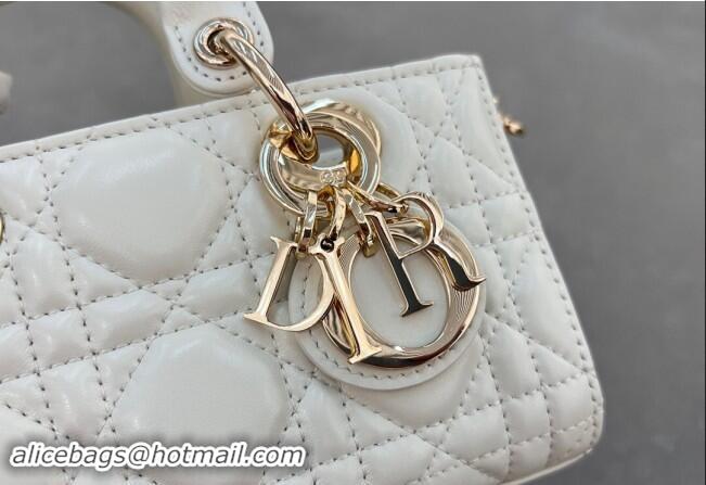 Reasonable Price Dior Micro Lady D-Joy Bag in Cannage Lambskin S0910 White 2024