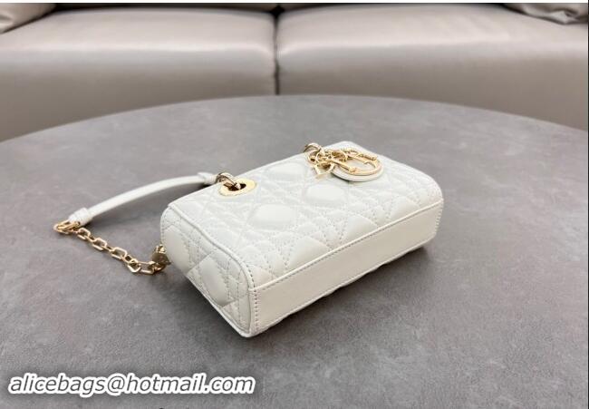 Reasonable Price Dior Micro Lady D-Joy Bag in Cannage Lambskin S0910 White 2024