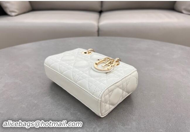 Reasonable Price Dior Micro Lady D-Joy Bag in Cannage Lambskin S0910 White 2024