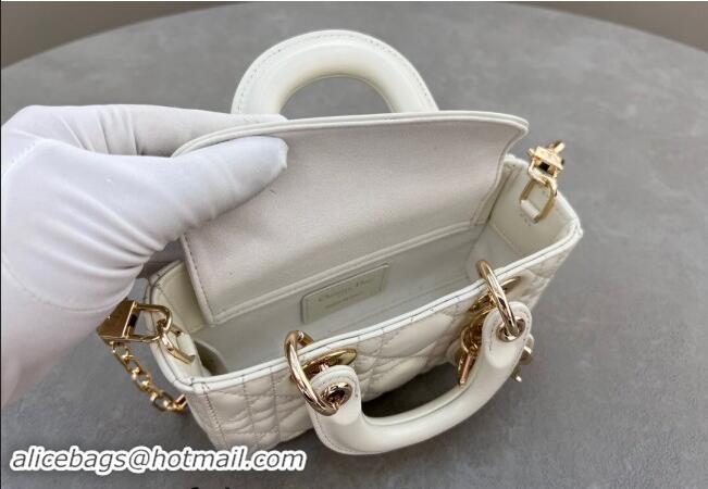 Reasonable Price Dior Micro Lady D-Joy Bag in Cannage Lambskin S0910 White 2024