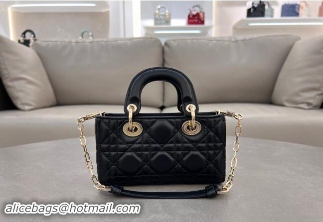 Cheapest Dior Micro Lady D-Joy Bag in Cannage Lambskin S0910 Black 2024