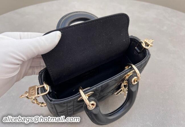 Cheapest Dior Micro Lady D-Joy Bag in Cannage Lambskin S0910 Black 2024