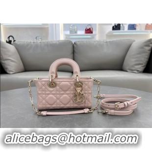 Pretty Style Dior Micro Lady D-Joy Bag in Cannage Lambskin S0910 Blush Pink 2024