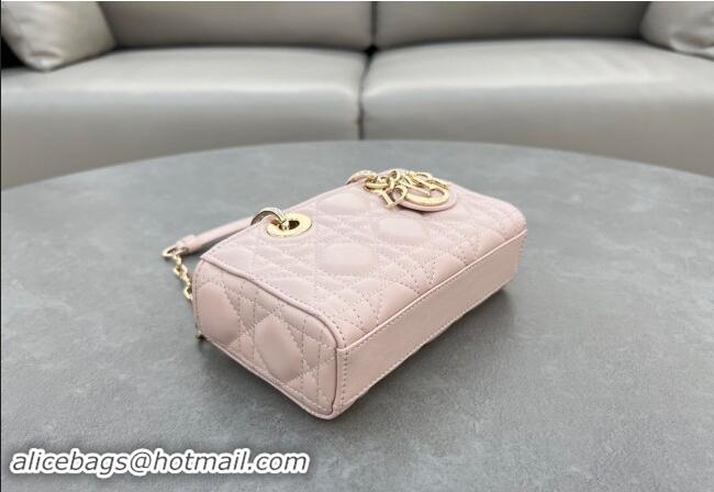 Pretty Style Dior Micro Lady D-Joy Bag in Cannage Lambskin S0910 Blush Pink 2024