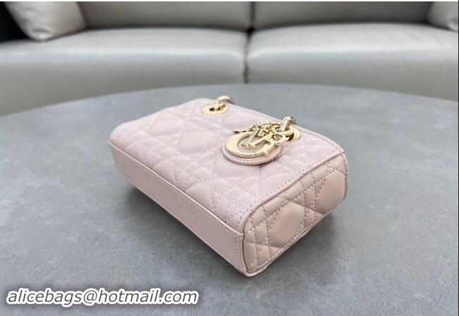 Pretty Style Dior Micro Lady D-Joy Bag in Cannage Lambskin S0910 Blush Pink 2024