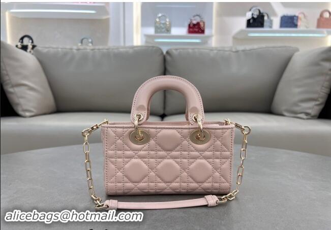 Pretty Style Dior Micro Lady D-Joy Bag in Cannage Lambskin S0910 Blush Pink 2024