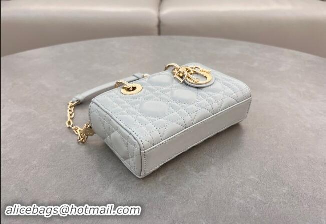 Classic Cheap Dior Micro Lady D-Joy Bag in Cannage Lambskin S0910 Cloud Grey 2024