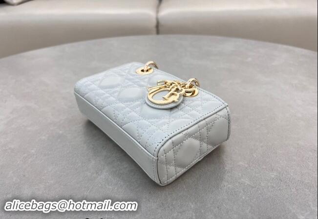 Classic Cheap Dior Micro Lady D-Joy Bag in Cannage Lambskin S0910 Cloud Grey 2024