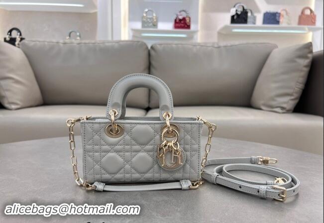 Classic Cheap Dior Micro Lady D-Joy Bag in Cannage Lambskin S0910 Cloud Grey 2024