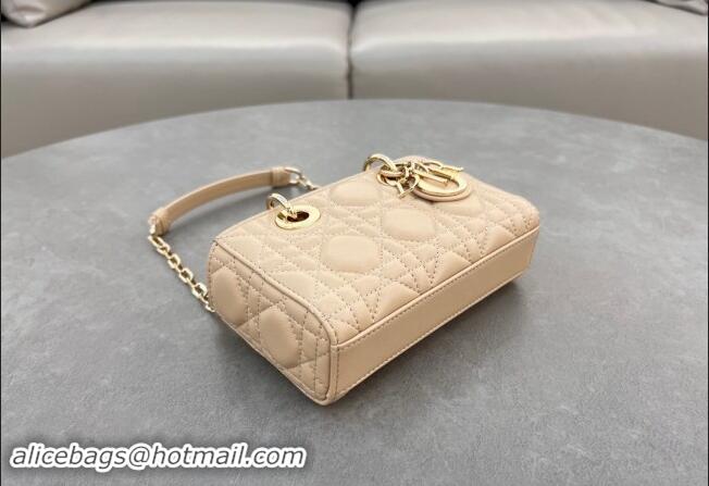 Cheap Price Dior Micro Lady D-Joy Bag in Cannage Lambskin S0910 Light Beige 2024