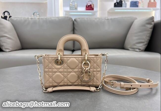 Cheap Price Dior Micro Lady D-Joy Bag in Cannage Lambskin S0910 Light Beige 2024