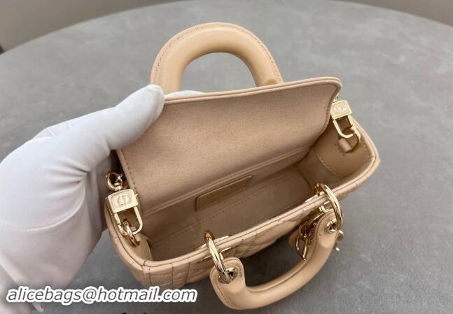 Cheap Price Dior Micro Lady D-Joy Bag in Cannage Lambskin S0910 Light Beige 2024