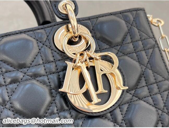 Good Quality Dior Lady D-Joy Medium Bag in Cannage Lambskin M0540 Black 2024