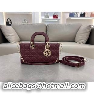 Lower Price Dior Lady D-Joy Medium Bag in Cannage Lambskin M0540 Dark Burgundy 2024