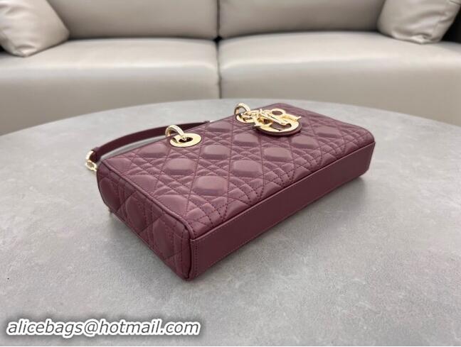 Lower Price Dior Lady D-Joy Medium Bag in Cannage Lambskin M0540 Dark Burgundy 2024