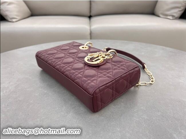 Lower Price Dior Lady D-Joy Medium Bag in Cannage Lambskin M0540 Dark Burgundy 2024