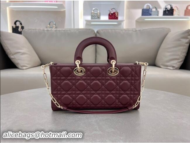 Lower Price Dior Lady D-Joy Medium Bag in Cannage Lambskin M0540 Dark Burgundy 2024