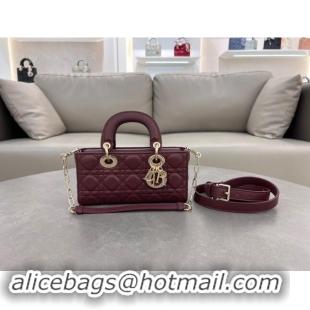 Luxury Discount Dior Lady D-Joy Small Bag in Cannage Lambskin M0613 Dark Burgundy 2024