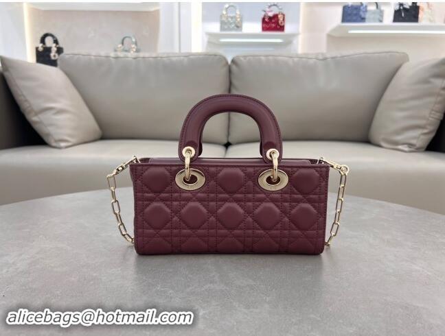 Luxury Discount Dior Lady D-Joy Small Bag in Cannage Lambskin M0613 Dark Burgundy 2024