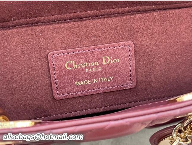 Luxury Discount Dior Lady D-Joy Small Bag in Cannage Lambskin M0613 Dark Burgundy 2024