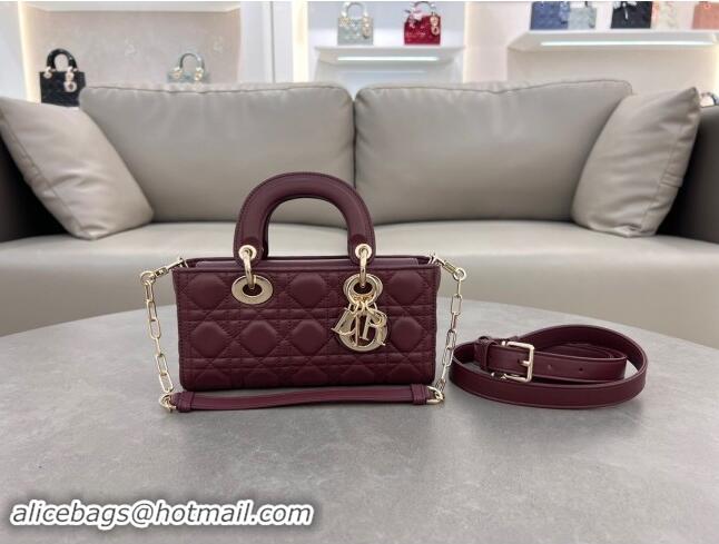 Luxury Discount Dior Lady D-Joy Small Bag in Cannage Lambskin M0613 Dark Burgundy 2024