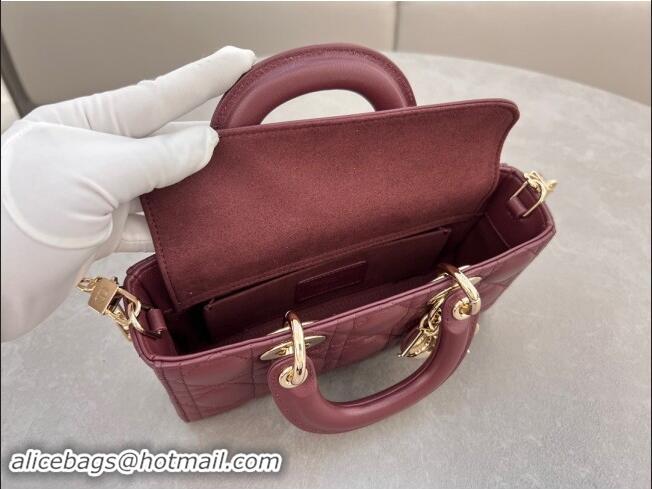 Luxury Discount Dior Lady D-Joy Small Bag in Cannage Lambskin M0613 Dark Burgundy 2024