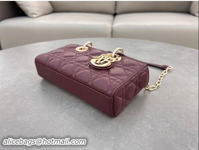 Luxury Discount Dior Lady D-Joy Small Bag in Cannage Lambskin M0613 Dark Burgundy 2024