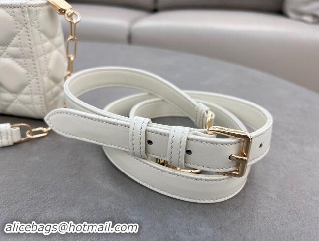 Modern Classic Dior Lady D-Joy Small Bag in Cannage Lambskin M0613 White 2024