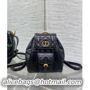 Well Crafted Dior Small Dior Caro Backpack Bag in Macrocannage Lambskin D1001 Black 2024