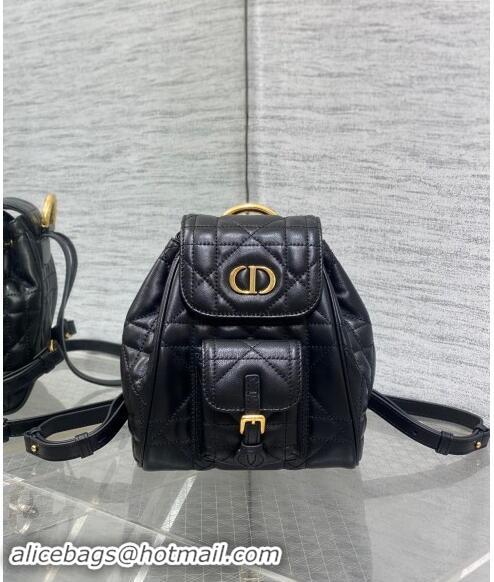 Well Crafted Dior Small Dior Caro Backpack Bag in Macrocannage Lambskin D1001 Black 2024