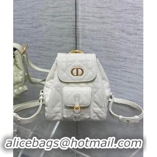 Popular Style Dior Small Dior Caro Backpack Bag in Macrocannage Lambskin D1001 White 2024