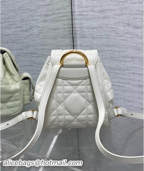 Popular Style Dior Small Dior Caro Backpack Bag in Macrocannage Lambskin D1001 White 2024