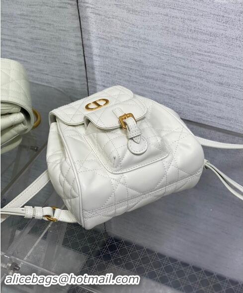 Popular Style Dior Small Dior Caro Backpack Bag in Macrocannage Lambskin D1001 White 2024