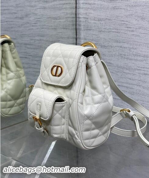 Popular Style Dior Small Dior Caro Backpack Bag in Macrocannage Lambskin D1001 White 2024