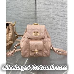 Good Looking Dior Small Dior Caro Backpack Bag in Macrocannage Lambskin D1001 Nude Pink 2024