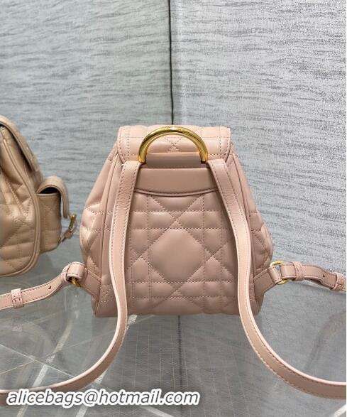 Good Looking Dior Small Dior Caro Backpack Bag in Macrocannage Lambskin D1001 Nude Pink 2024