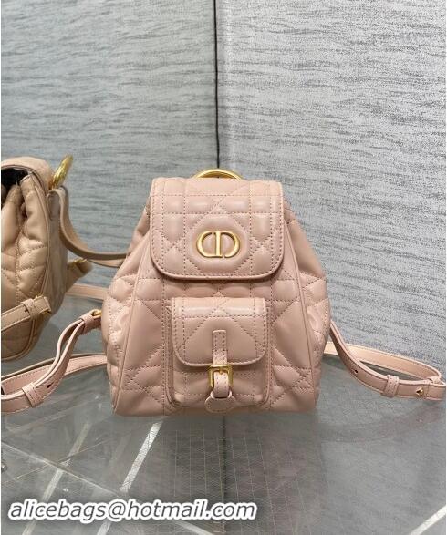 Good Looking Dior Small Dior Caro Backpack Bag in Macrocannage Lambskin D1001 Nude Pink 2024