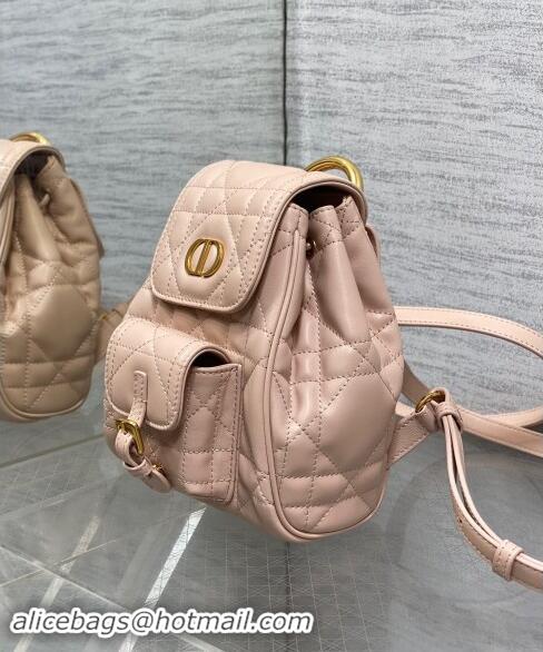 Good Looking Dior Small Dior Caro Backpack Bag in Macrocannage Lambskin D1001 Nude Pink 2024