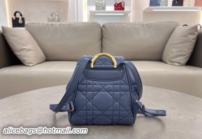 Most Popular Dior Small Dior Caro Backpack Bag in Macrocannage Lambskin D1001 Blue 2024